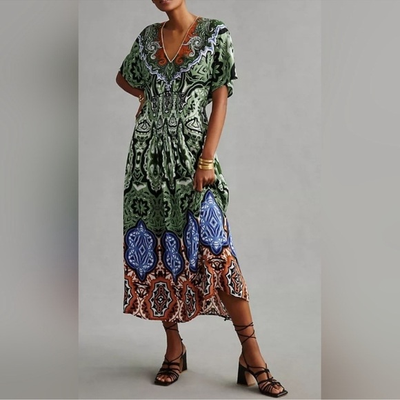 Anthropologie Bl-nk The Tatiana Kaftan Maxi Dress boho wedding guest vacation - Picture 1 of 16